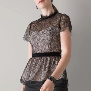 White House Black Market Black Lace Blouse